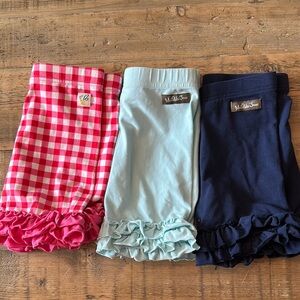 Girls' Ruffle Leggings Set - Pink, Light Blue, and Navy